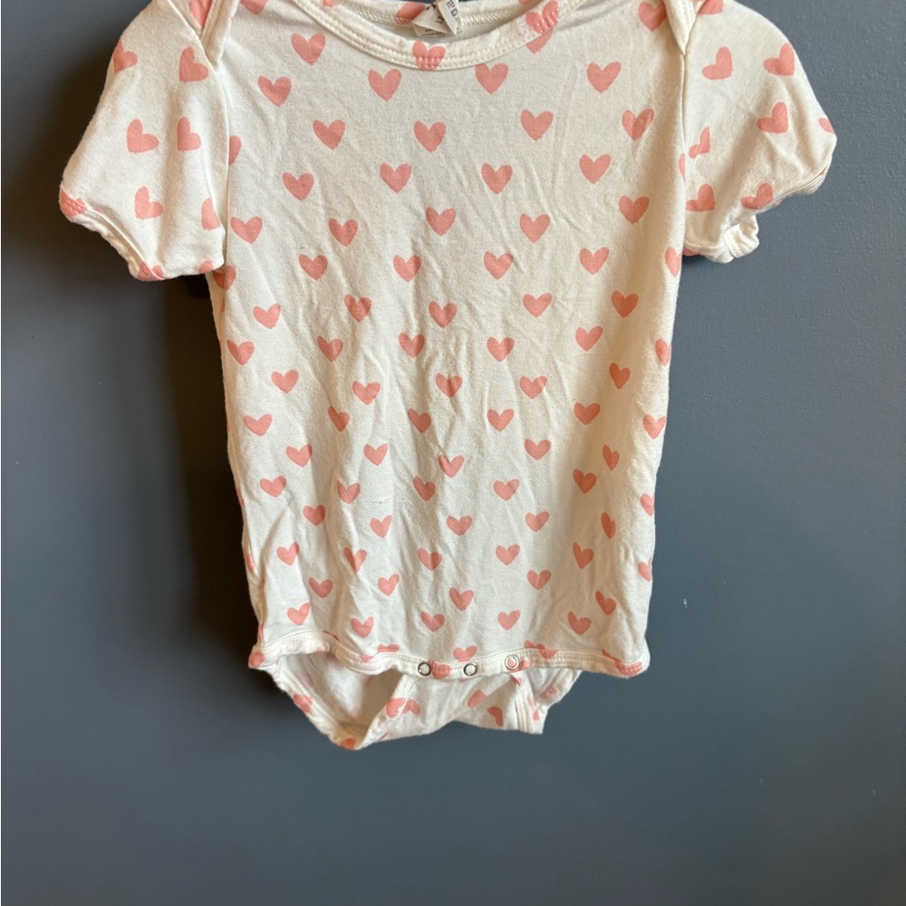 Kate Quinn Hearts Short Sleeve Lap Neck Bodysuit